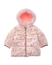 Wippette Floral Bunny Print Quilted Puffer Jacket Pink 4T