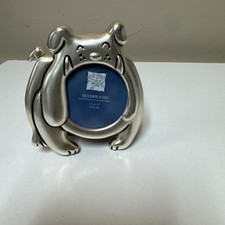 Metal Mini Dog Shaped Silver Picture Frame 1.5in x 1.5" Picture Bulldog