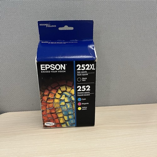 SEALED Epson 252XL Black 252 Cyan Magenta Yellow Combo Ink Pack 07/2022 EXP