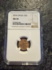 2016 $5 American Gold Eagle NGC MS70 30th Anniversary Eagle Label 1/10 oz Gold