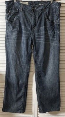 Marc Ecko Mens Jeans Straight Leg Embroidered Y2K Retro 40x30 Baggy Street Wear