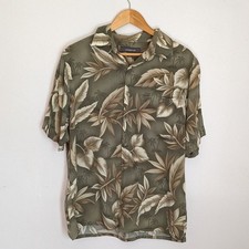 Tropical Hawaiian Palm Frond Palm Tree Short Sleeve Button Down Shirt Size M