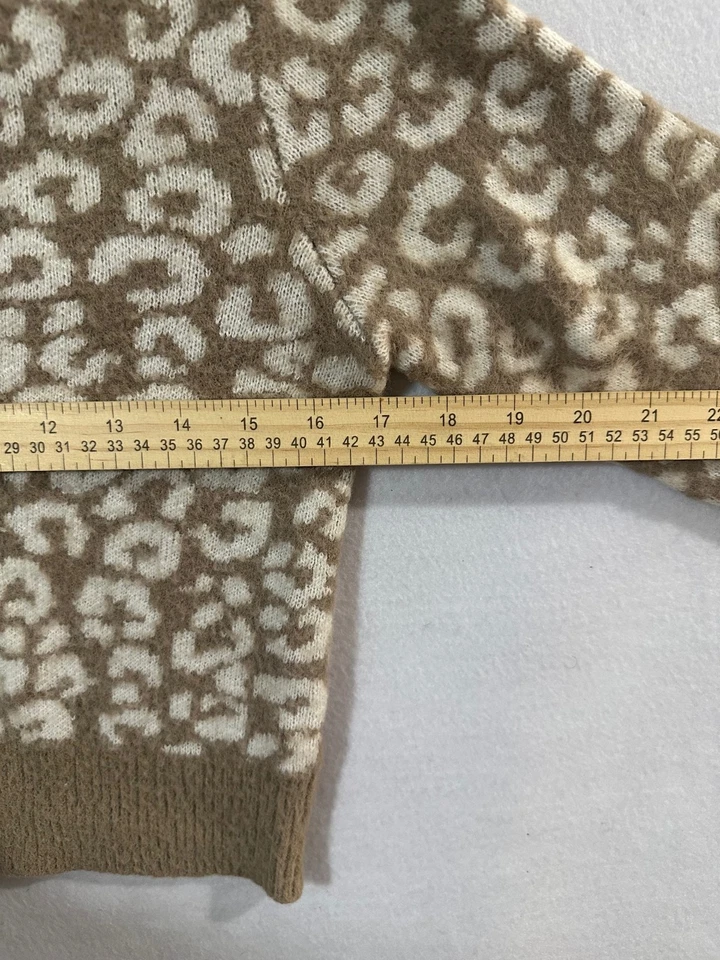 Cárdigan Jessica Simpson Talla Pequeña Mujer Marrón Estampado Leopardo Nylon Mezcla Suéter Foto 4 de 4