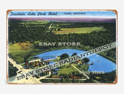 tin sign 1930s-40s Fountain Lake Park Hotel Fouke Arkansas garage man cave