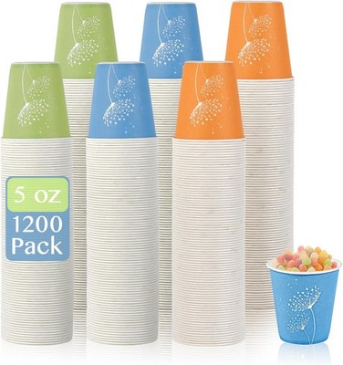 1200 Pack 5 oz Paper Cups Colorful Samll Disposable Paper Bathroom Cups Parties