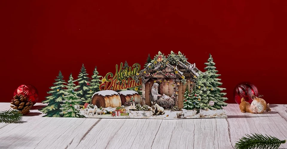 Музыкальная 3D всплывающая рождественская открытка со светодиодной подсветкой — играет «Радость миру»,... - Изображение 3 из 4