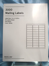 Premium Shipping Address Mailing Labels 1"x 2 5/8" 30 Labels Per Sheet X 100