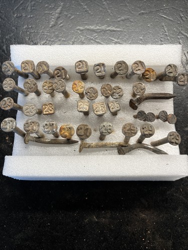 43 Vintage Railroad Date Numbered Nails Various Lengths And Dates In The 20's