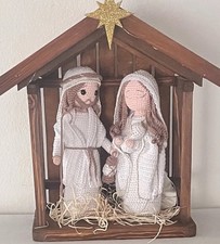 Capanna Betlemme in legno con personaggi, per presepe Napoletano