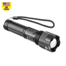 1000 lumens Super Bright LED Flashlight Tactical Rechargeable Retractable Zoom