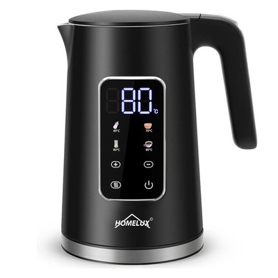 2200W Wasserkocher mit Temperaturwahl Edelstahl 40-100°C Teekocher 1,7L Schwarz