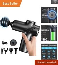 Mini Electric Muscle Massager with 4 Heads - 6 Speed Settings for Pain Relief