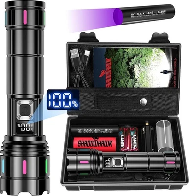 RING Shadowhawk Taschenlampe Led Aufladbar 1000000Lumen, XHM90.2 30W Led Taschenlampe