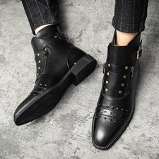 Men High Top Boots Oxfords Ankle Boots Dress Formal faux Leather shoes