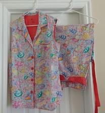Nick and Nora Coral and Sea Shells 100 Cotton Capri Sleeveless pajama Set XL