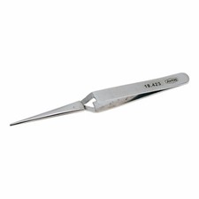 Aven 18423 Straight Narrow Self Locking Tweezer, Stainless Steel, 4.5"