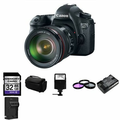 Canon EOS 6D Camera w/  24-105mm f/4.0L IS USM Lens + 32GB, 2 Batteries + More!