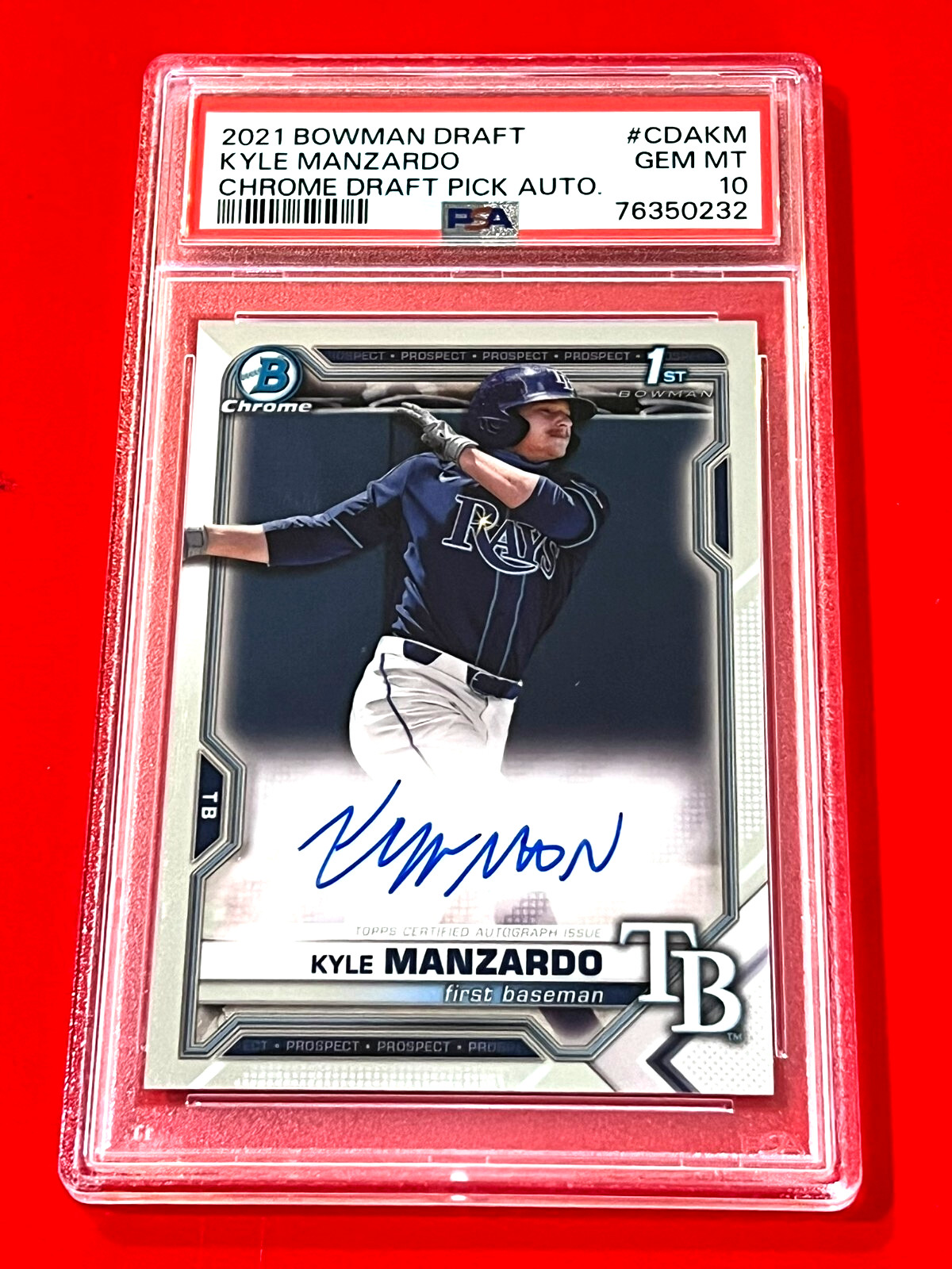 Kyle Manzardo 2021 Bowman 1ST Chrome Draft Auto RC PSA 10 Gem Mint 0232