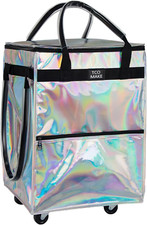Rolling Grocery Bag on Wheels, 3 Pockets, 46 LBS Capacity, Phantom White