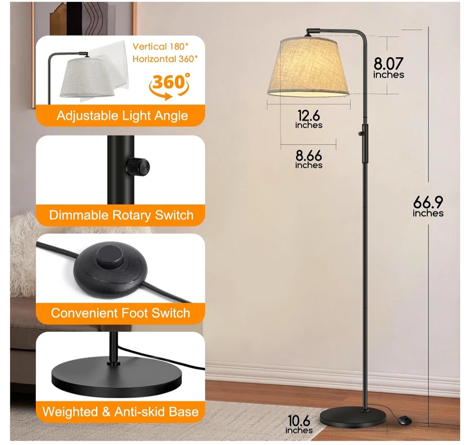 LED Stehlampe Stehleuchte Design Leselampe Standleuchte Wohnzimmer, Dimmbar - Bild 3 von 4