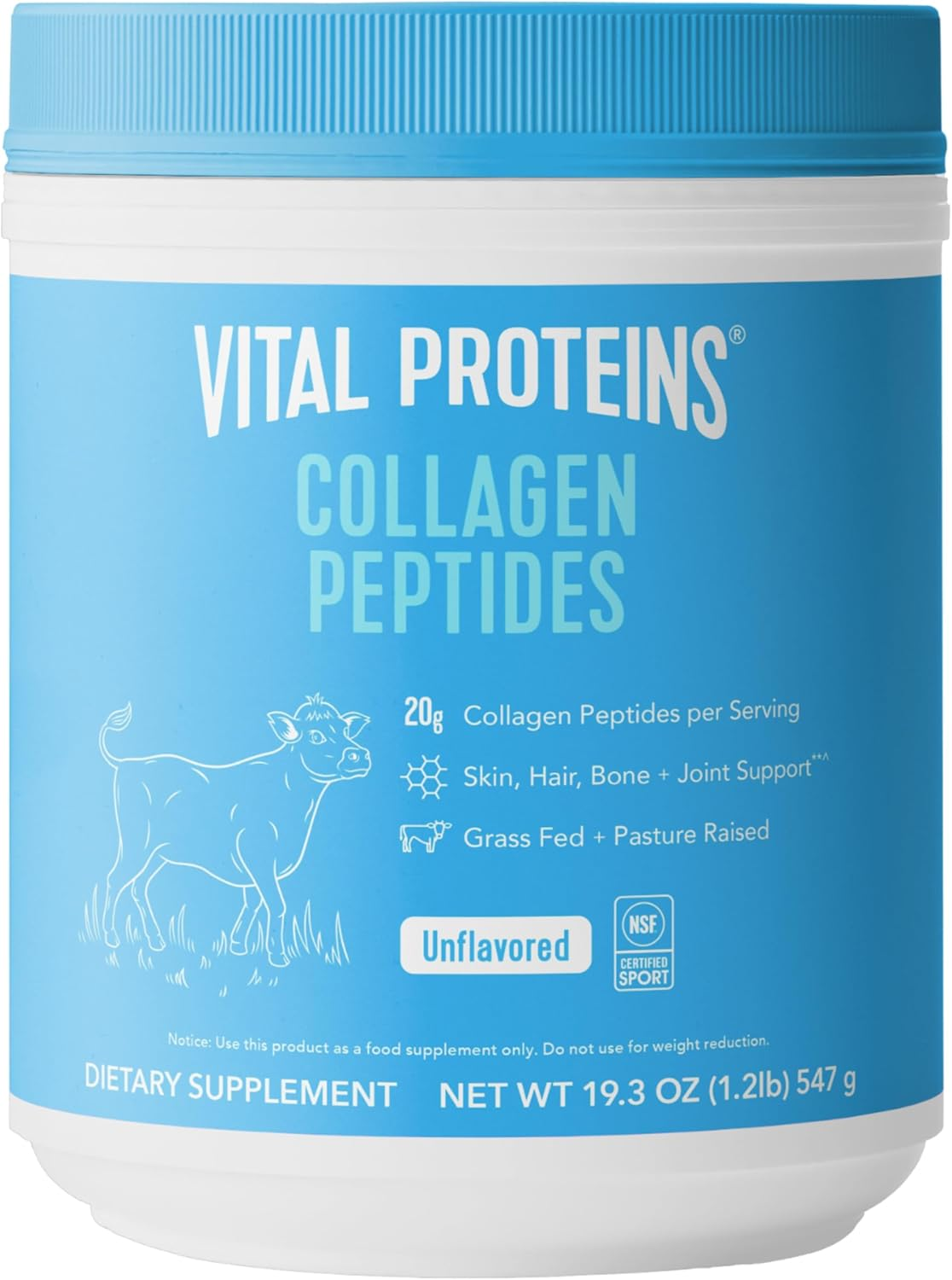 Grass Fed Collagen Peptides Powder, Supports Hair, Skin, Nails, Bones, and Joint