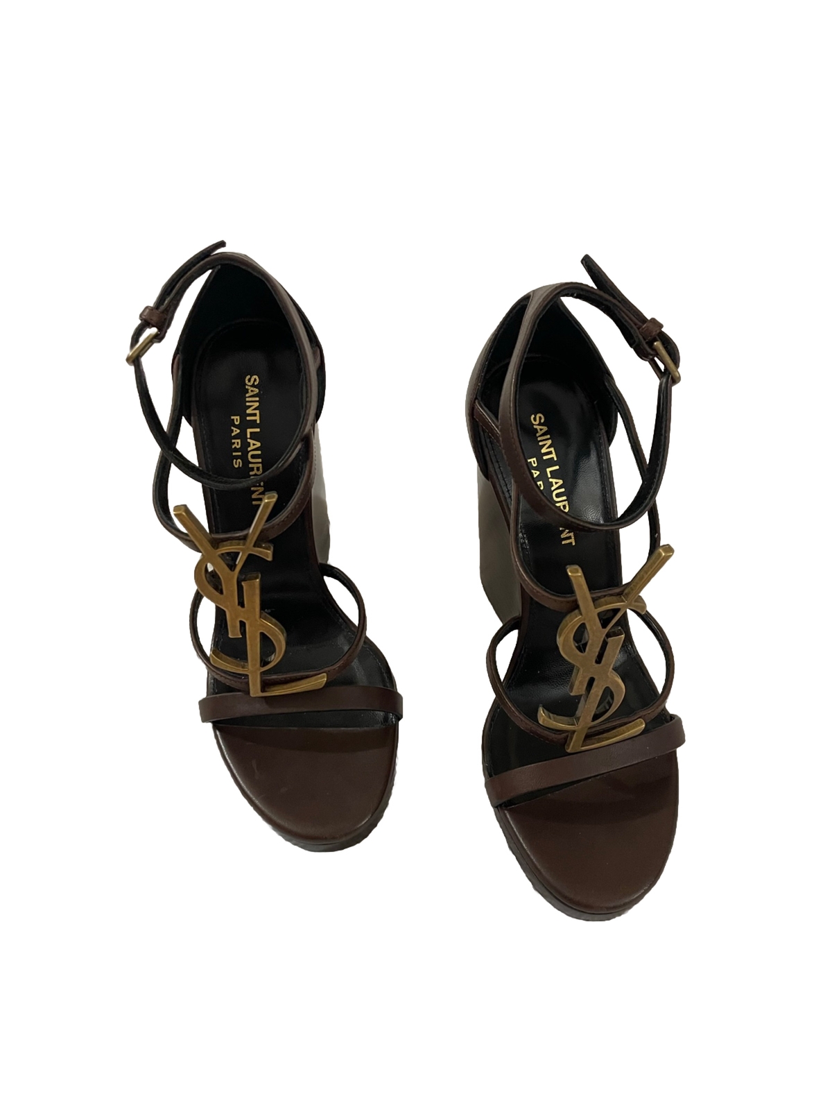 SAINT LAURENT Zeppa YSL Cassandra marrone TAGLIA 6 5