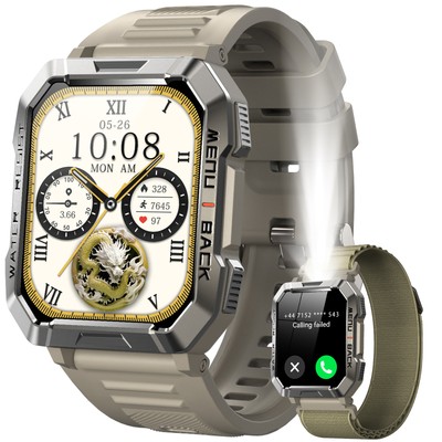 Outdoor Smart Watch 2.01'' HD Display Waterproof Bluetooth Call Emergency Light