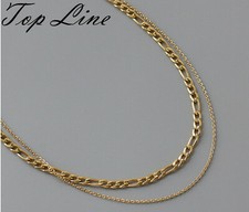 Chic Fashion Women Figaro Double Chain Titanium Stainless Steel Necklace 16-18"