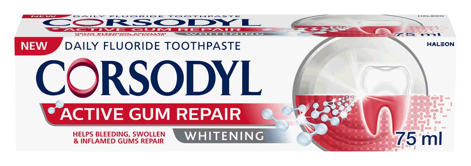 Corsodyl Toothpaste Whitening Helps Stop Bleeding Gums 75ml