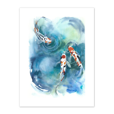 Japanische Koi Fische oberflächennah Druck Leinwand Premium Wanddeko Poster