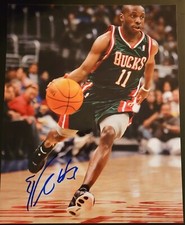 Earl Boykins Signed 8x10 Milwaukee Bucks Denver Nuggets 2nd Shortest Player NBA