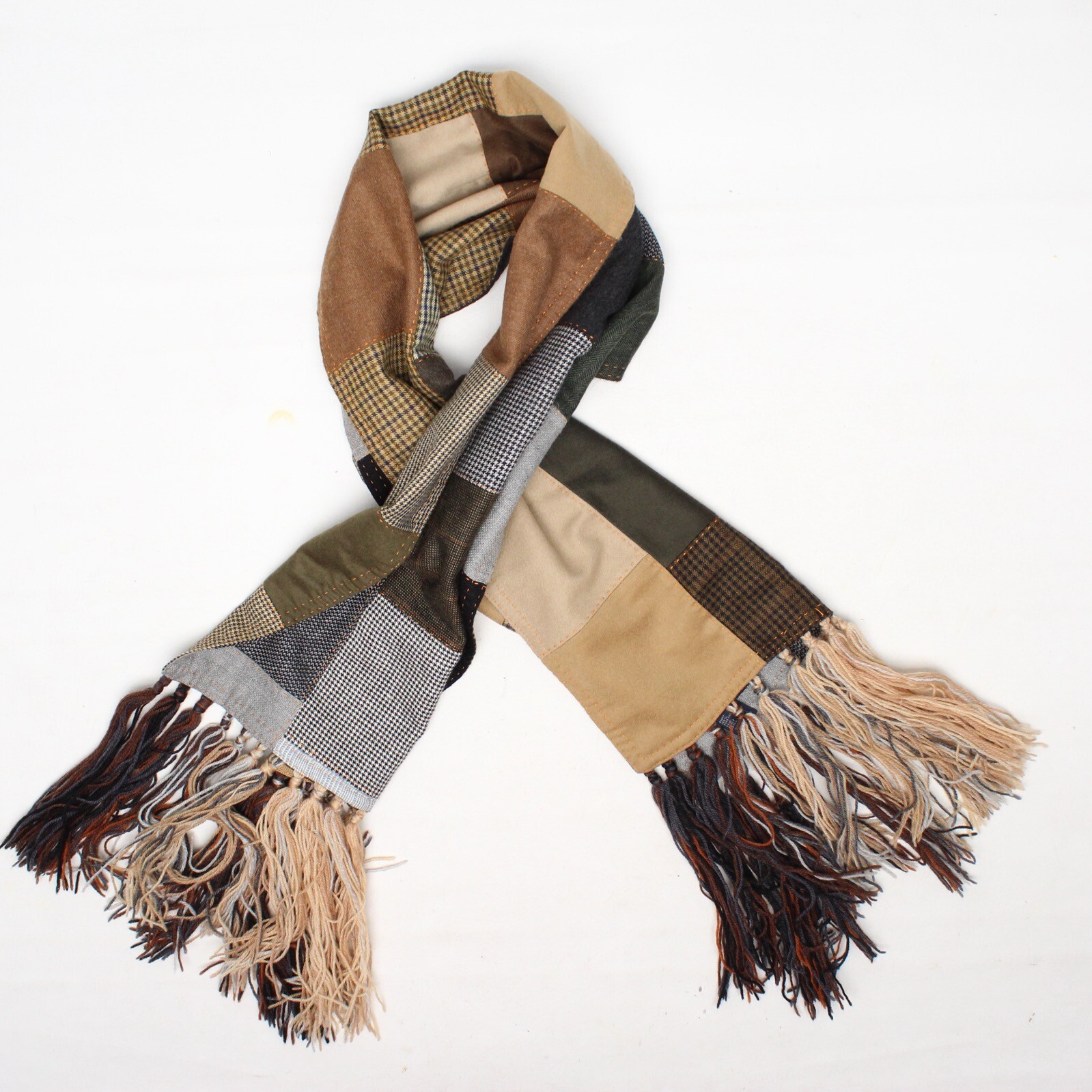 Arnold Brant Reversible Cashmere Patchwork Scarf … - image 1