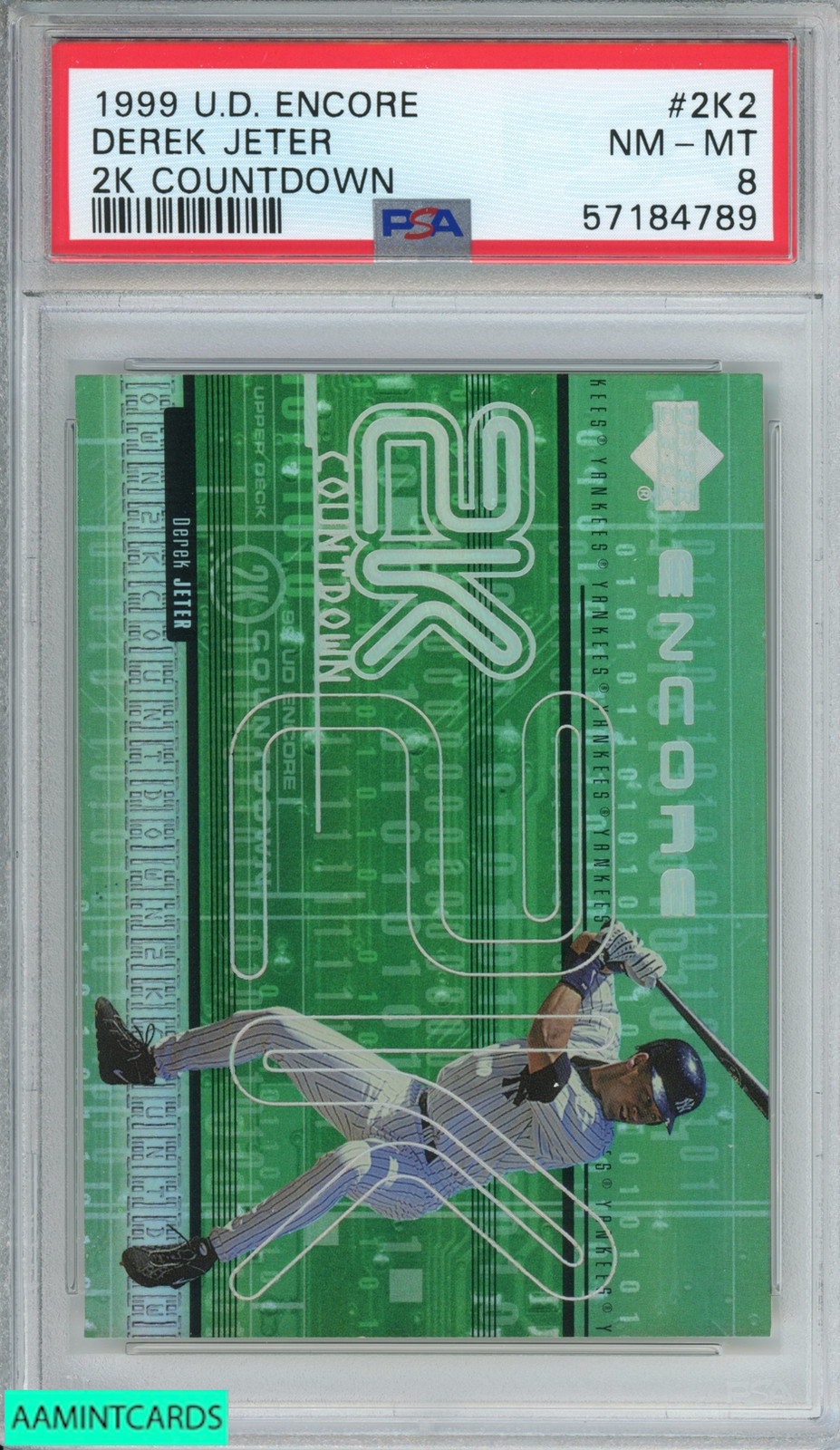 1999 UPPER DECK ENCORE 2K COUNTDOWN DEREK JETER #2K2 YANKEES HOF PSA 8 NM-MT