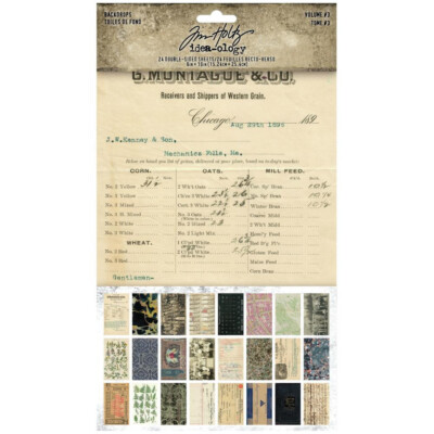 TH94247 Tim Holtz IdeaOlogy Backdrops Double-Sided Cardstock 6''X10'' 24pc Vol 3