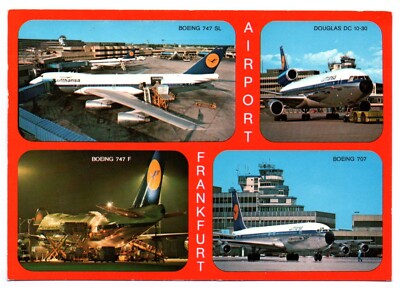 Postcard Lufthansa Boeing 747 Dresden Airport 1993