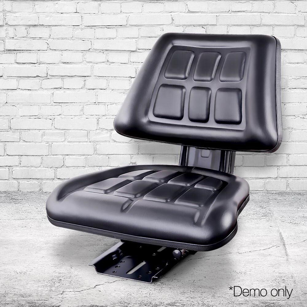 Giantz PU Leather Tractor Seat with Sliding Track Black 9350062145296 eBay