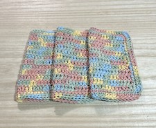 HANDMADE SET OF 3 CROCHET COTTON DISH CLOTHS OR WASH CLOTHS 8.5x8.5 INCHES NEW 