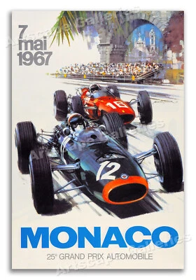 Monaco Grand Prix Auto Race 1967 Racing Car Poster - 20x30