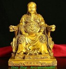 11.4''Old Chinese Pure Bronze Dragon Chair Emperor Zhenwu Statue Sculpture