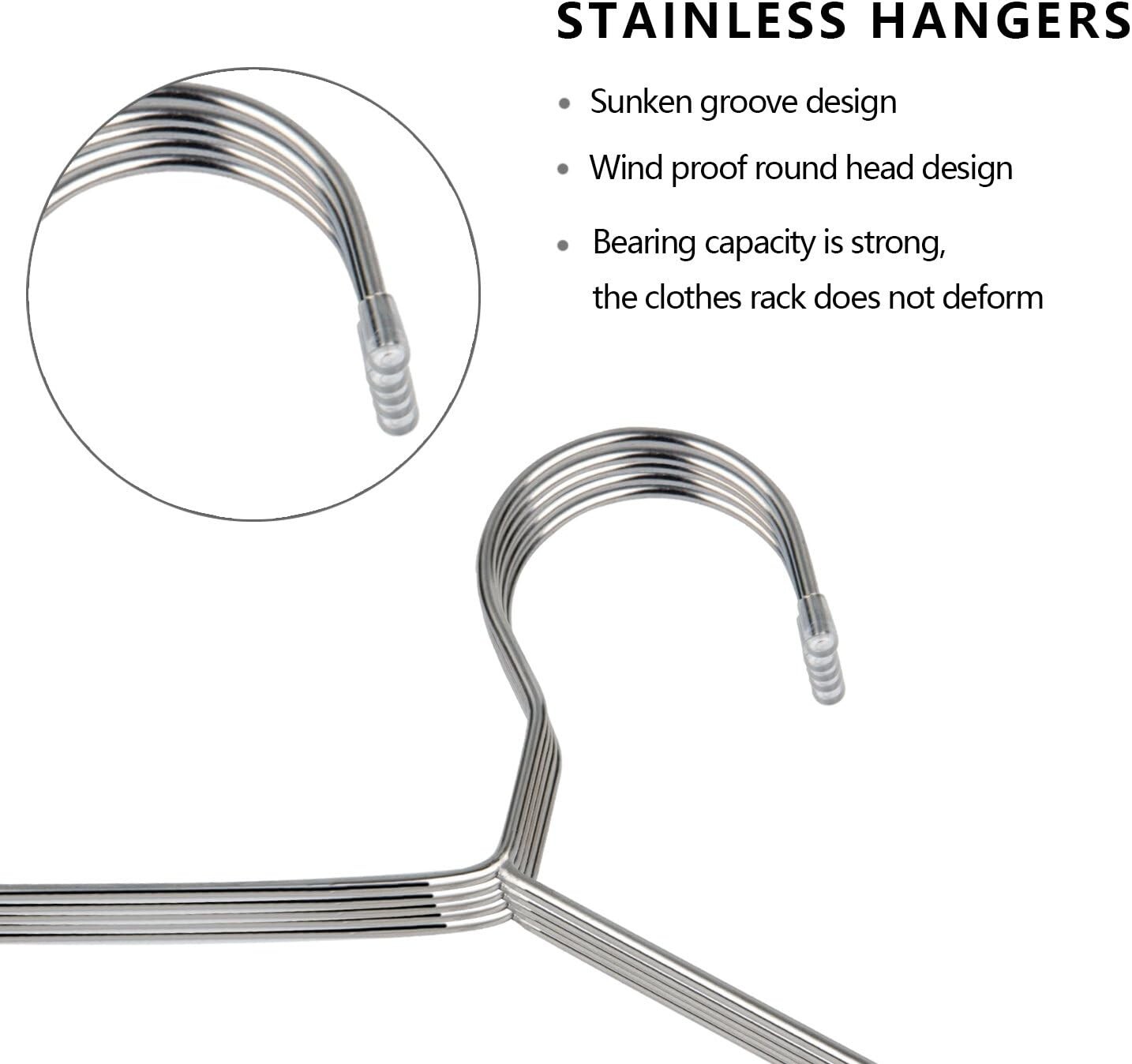 30 Pack Heavy Duty Stainless Steel Hangers Space-Saving Silver Hangers New Kit