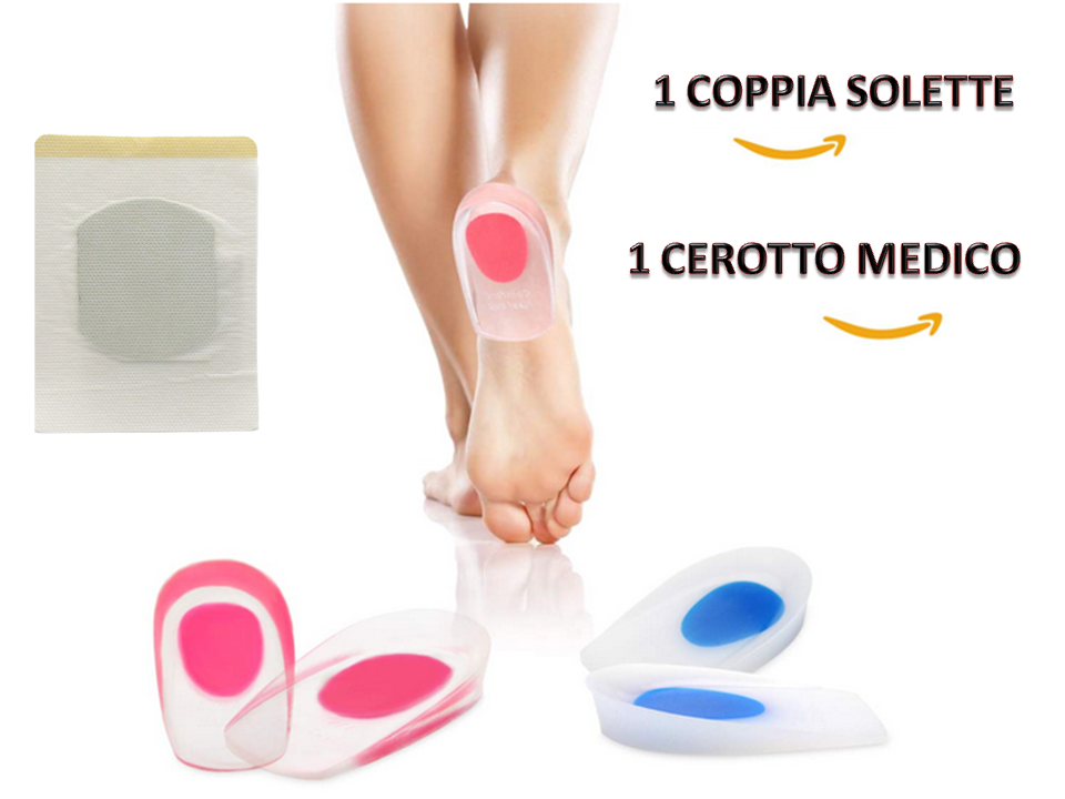 SOLETTE IN SILICONE GEL TALLONE PIEDE CURA ALZATACCO SPERONE SPINA