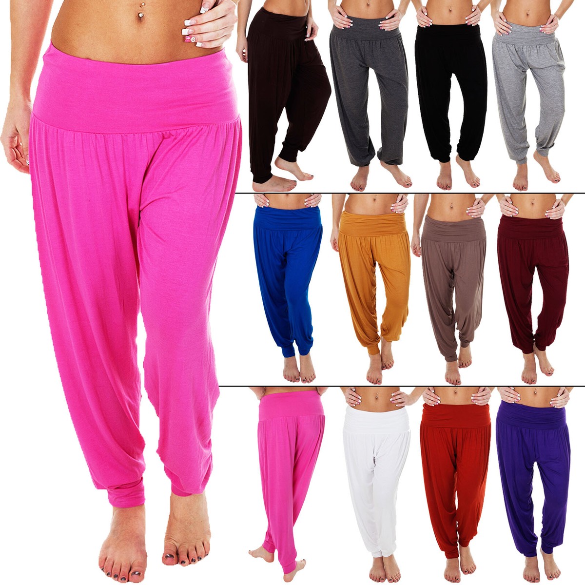 Women Plain Harem Ali Baba Trousers Ladies Print Harem Pants - Foto 12