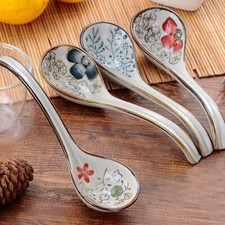 Chinese Soup Spoons Ceramic Household Hotel Bone China Dinnerware Kids/Adults UK