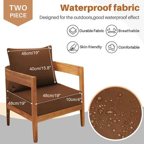indoor Outdoor Patio Deep Seating Cushion Set with Ties Sofa Seat/Back Cushion - Picture 44 of 50
