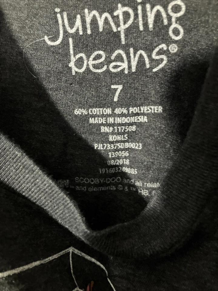 Camisa Scooby Doo Jumping Beans Niños 7T Gris Halloween Top Algodón Manga Larga Camiseta Foto 4 de 4