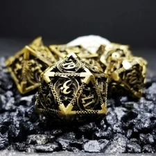 Sage’s Dragonstones - Regal Dragon Bronze Hollow Metal Polyhedral Dice Set