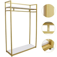 Freestanding Metal Clothes Rack Garment Rack Clothing Display Store 180cm Gold