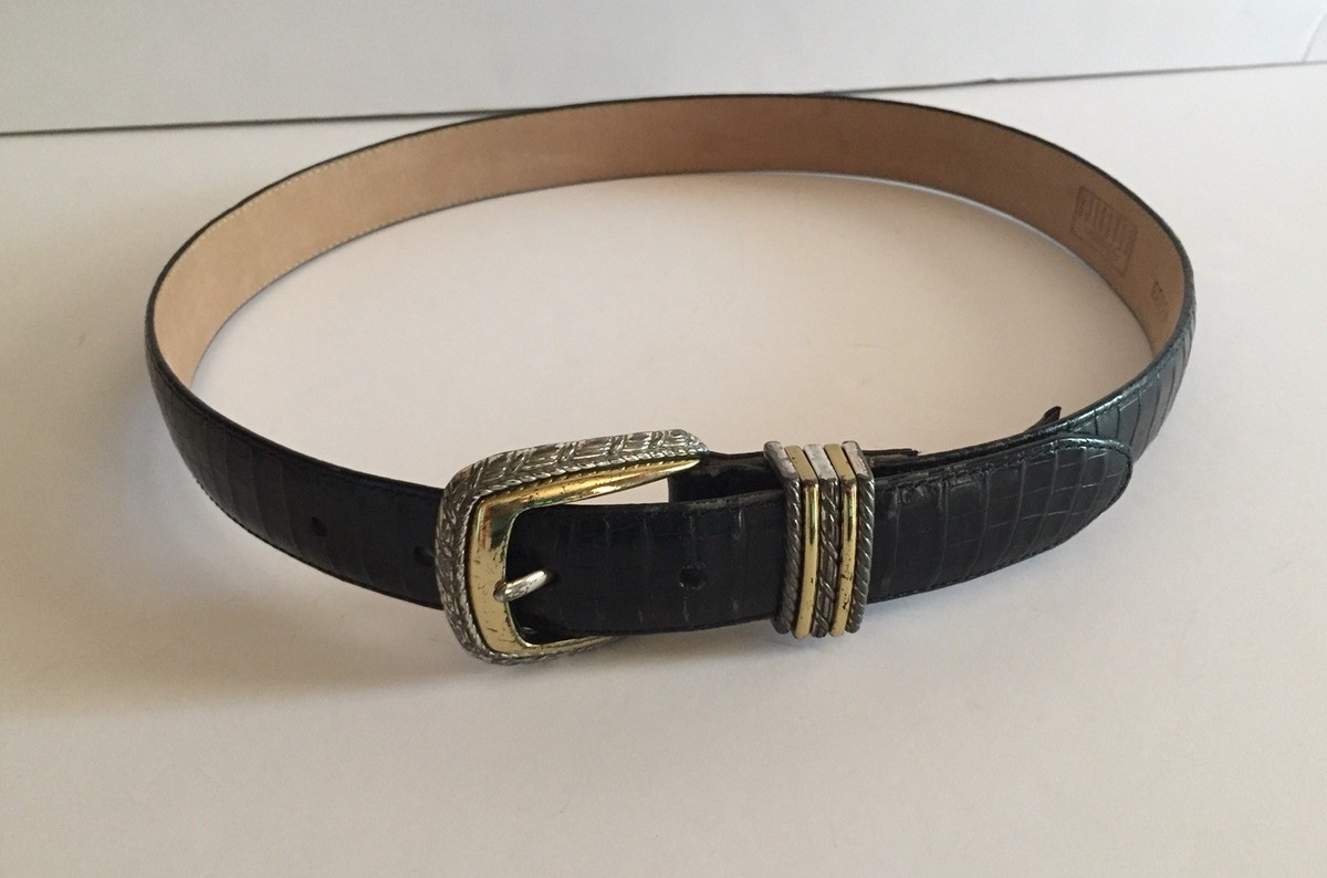 Brighton Classics Vintage Black Leather Gold Silver Tone  display picture 3
