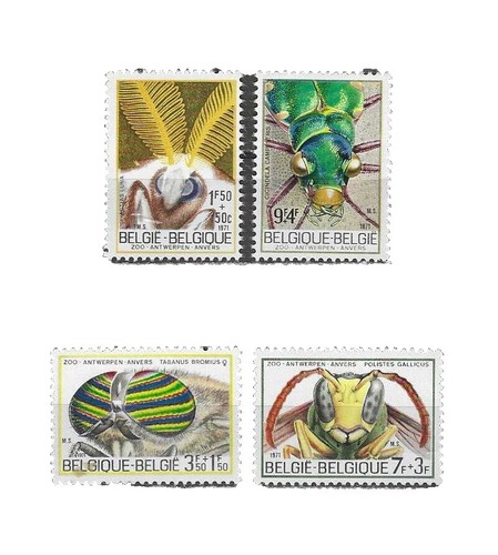 Belgium 1971 Insects Stamps – Complete Set 1663-1666 Unmounted Mint Never Hinged (MNH)