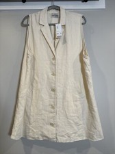 UO Urban Outfitters Women Kenzie White Linen Blend Blazer Mini Dress Sz Large